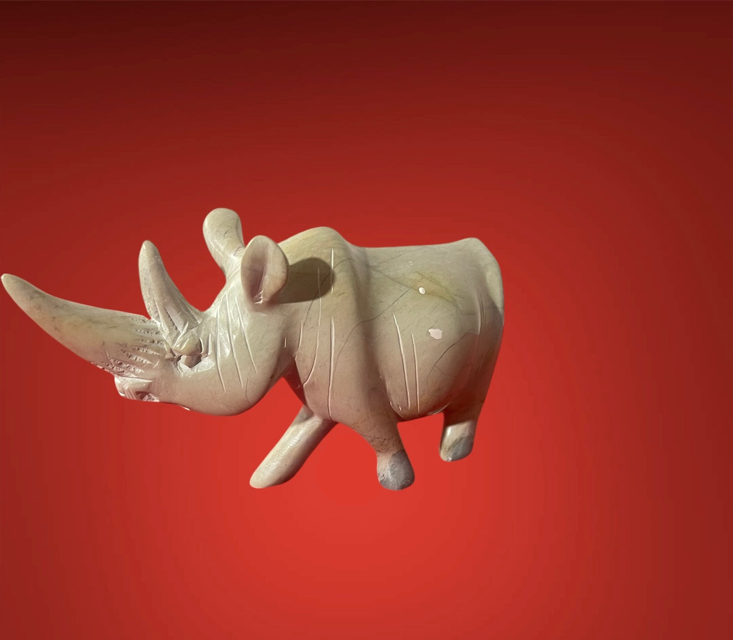 Soapstone Rhino Figurine – Hand-Carved Animal Sculpture