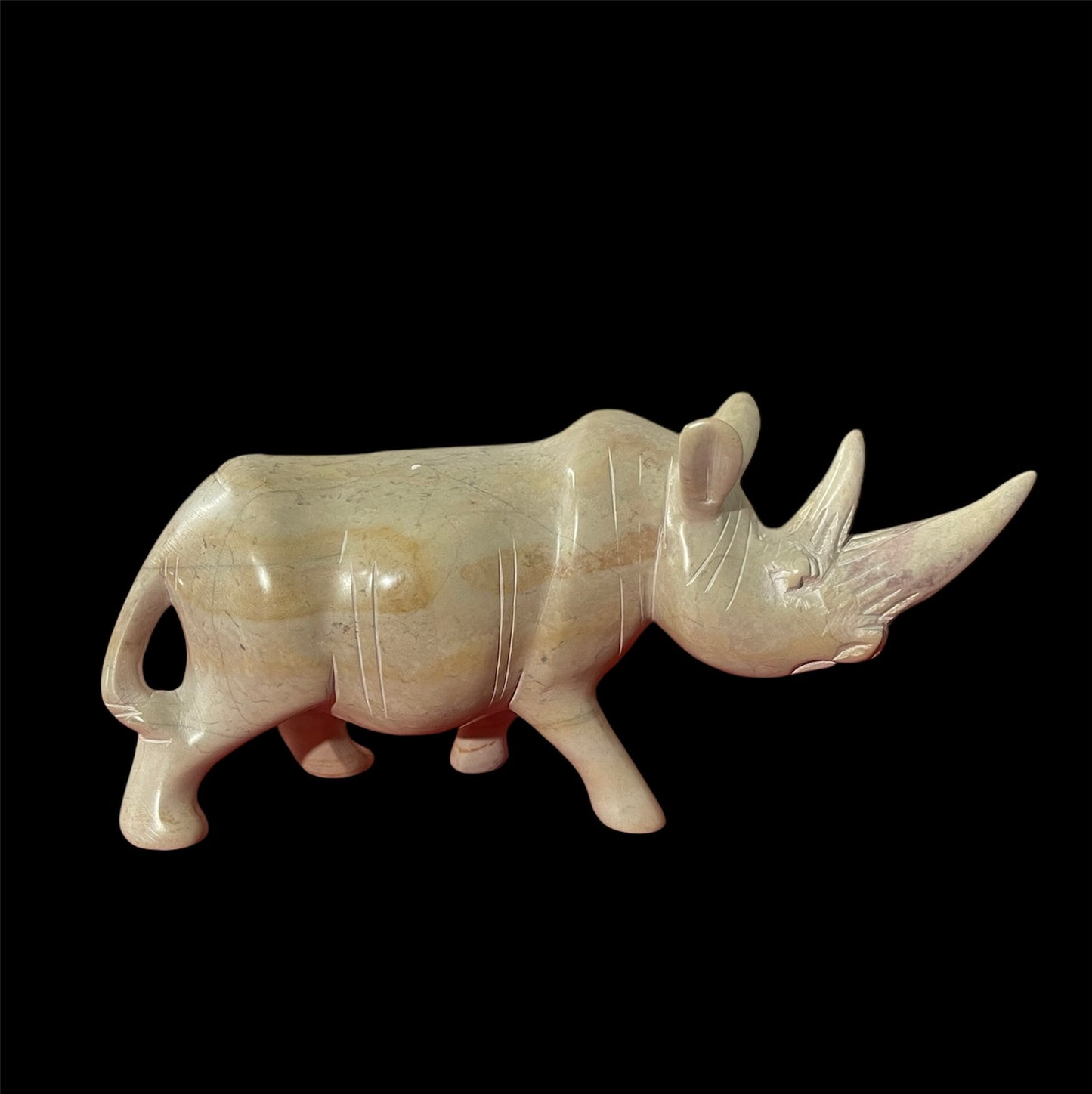 Soapstone Rhino Figurine – Hand-Carved Animal Sculpture