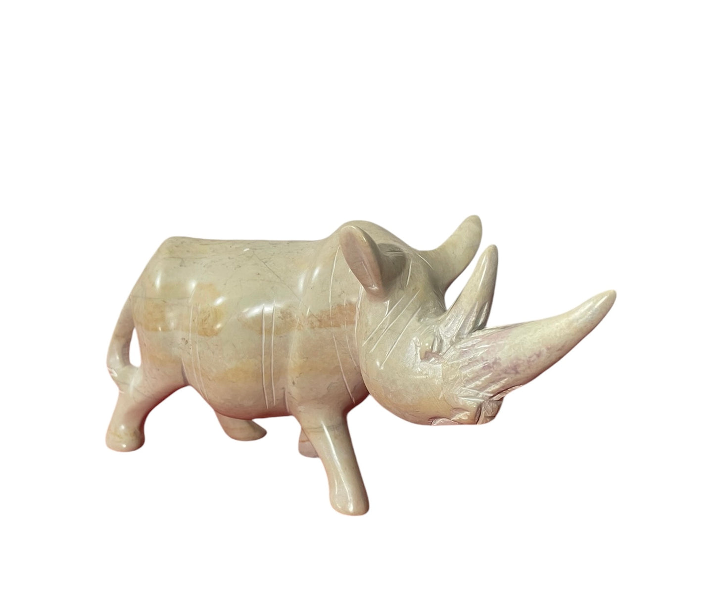 Soapstone Rhino Figurine – Hand-Carved Animal Sculpture