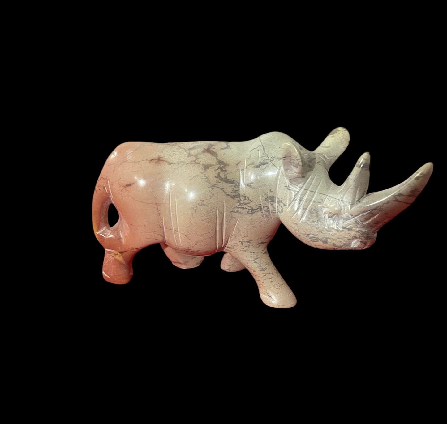 Soapstone Rhino Figurine – Hand-Carved Animal Sculpture
