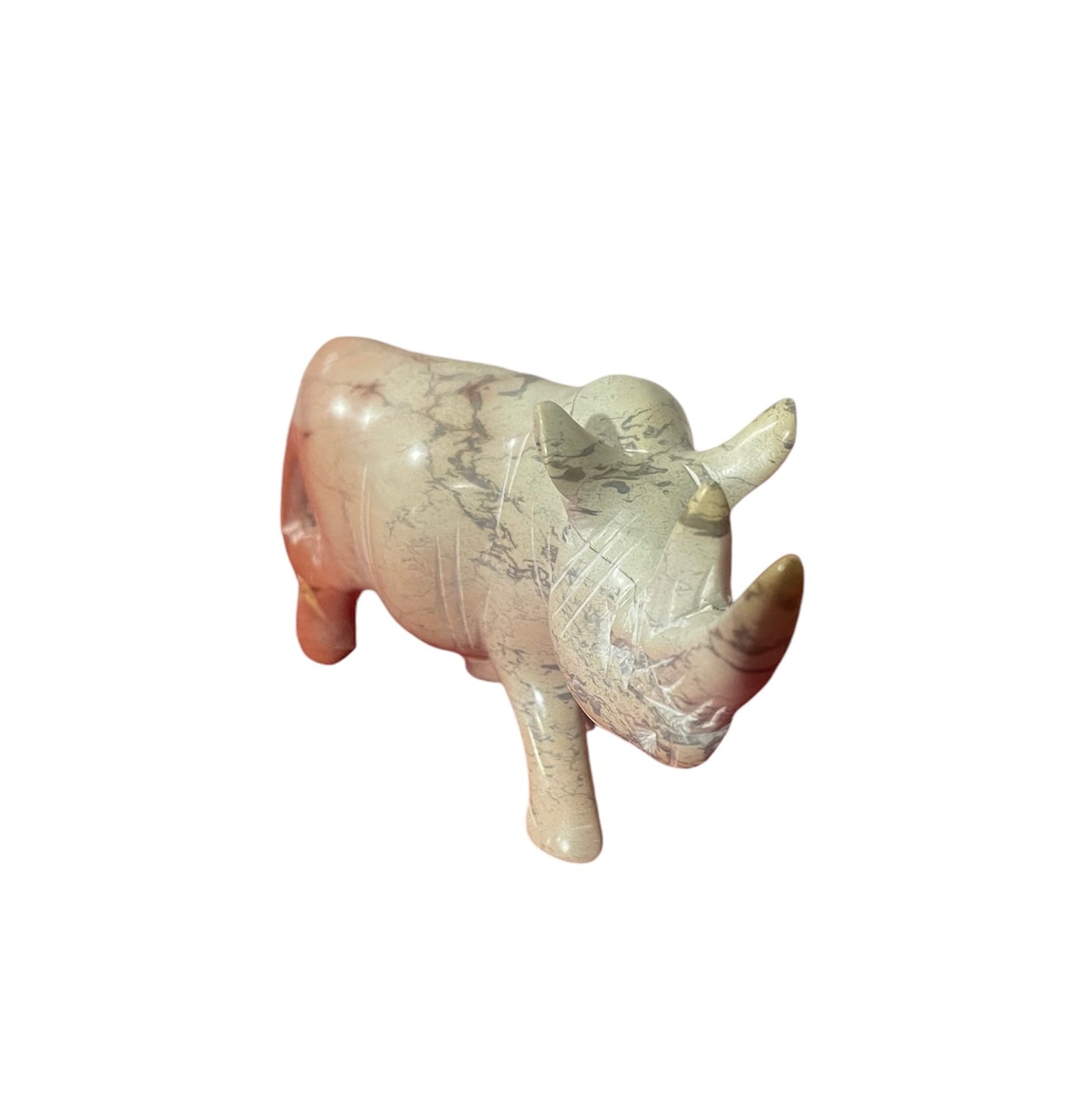 Soapstone Rhino Figurine – Hand-Carved Animal Sculpture