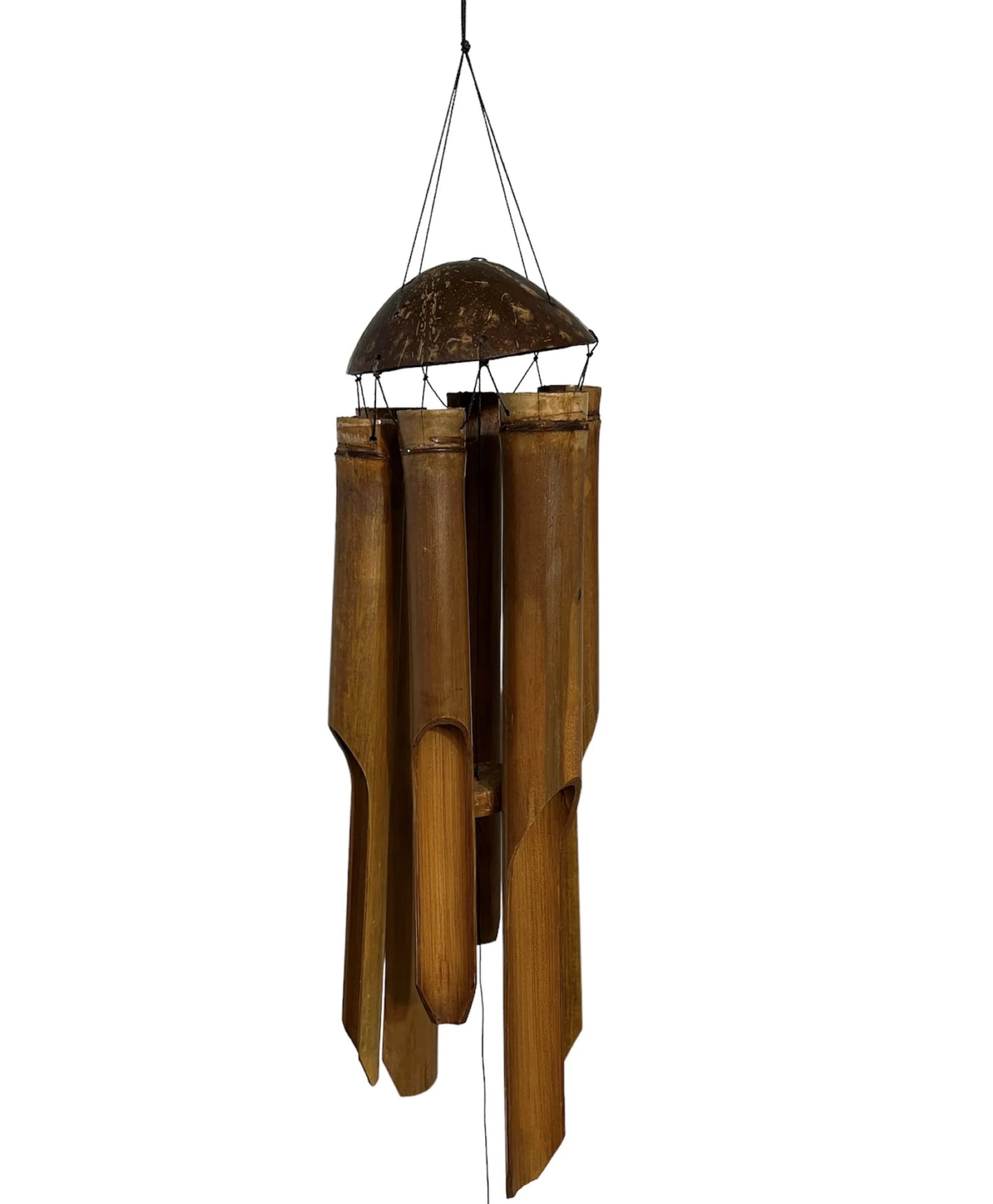 Plain Half Coconut Bamboo Wind Chime – Natural and Soothing Outdoor Décor