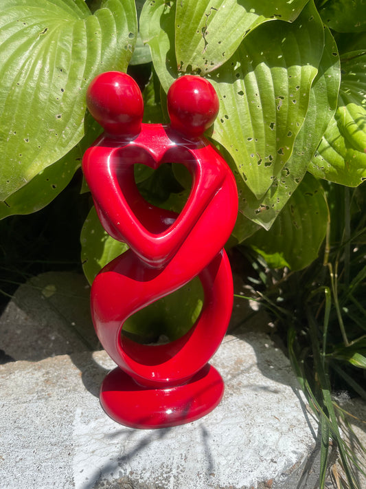 Two Lovers Soapstone Sculpture – Abstract Heart Design, Hand-Carved Romance Figurine
