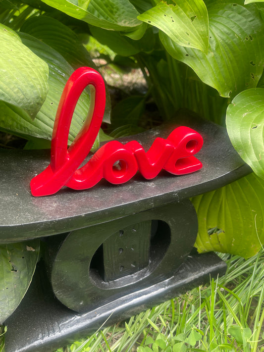 Love Kisii Soapstone – Cursive Love Sign, Stone Script Word, Shelf or Table Decor, Handmade Valentine or Wedding Gift