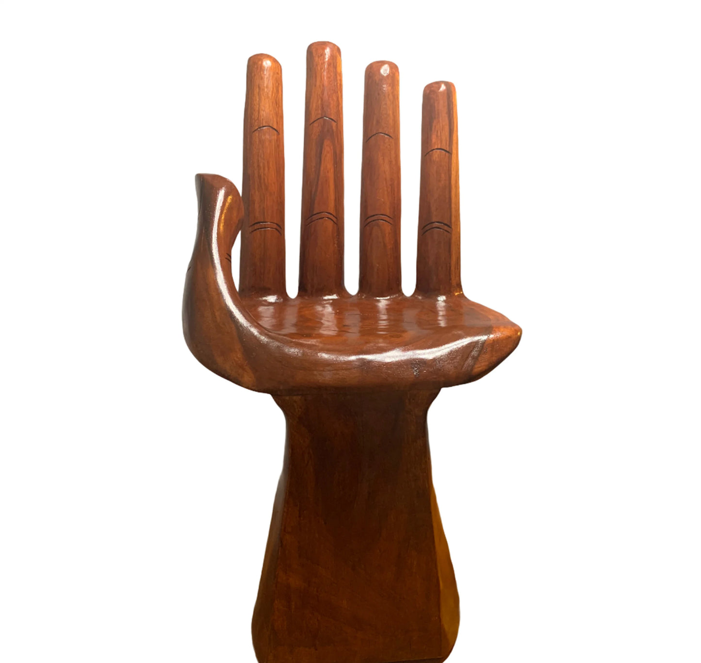 Hand-Carved Wooden Hand Chair – Rustic Handmade Statement Piece, Unique Home Decor, Boho Style Artistic Furniture, Spiritual Accent Seat