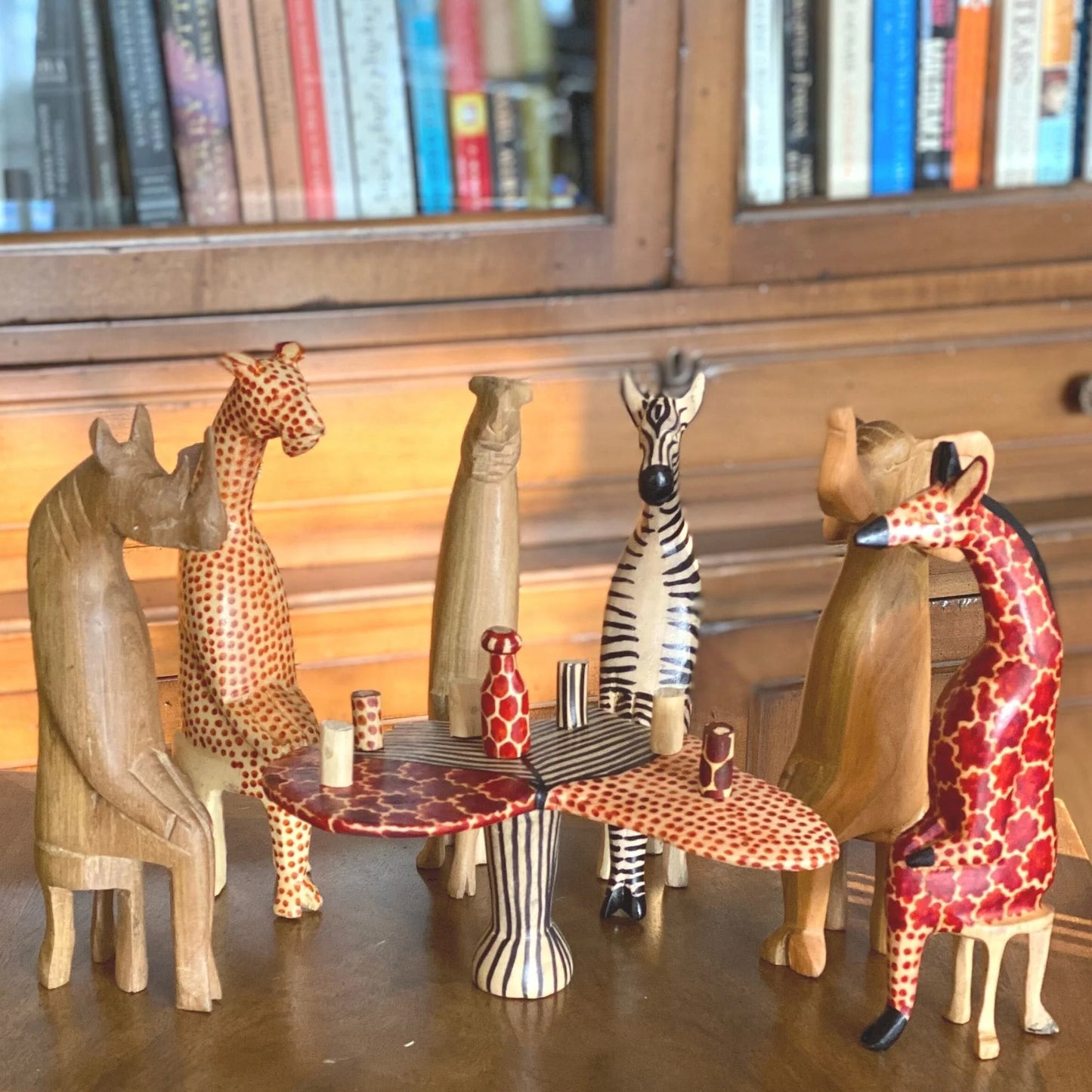 African Big Five Wooden Animal Set – Lion, Elephant, Rhino, Leopard, Zebra + Giraffe