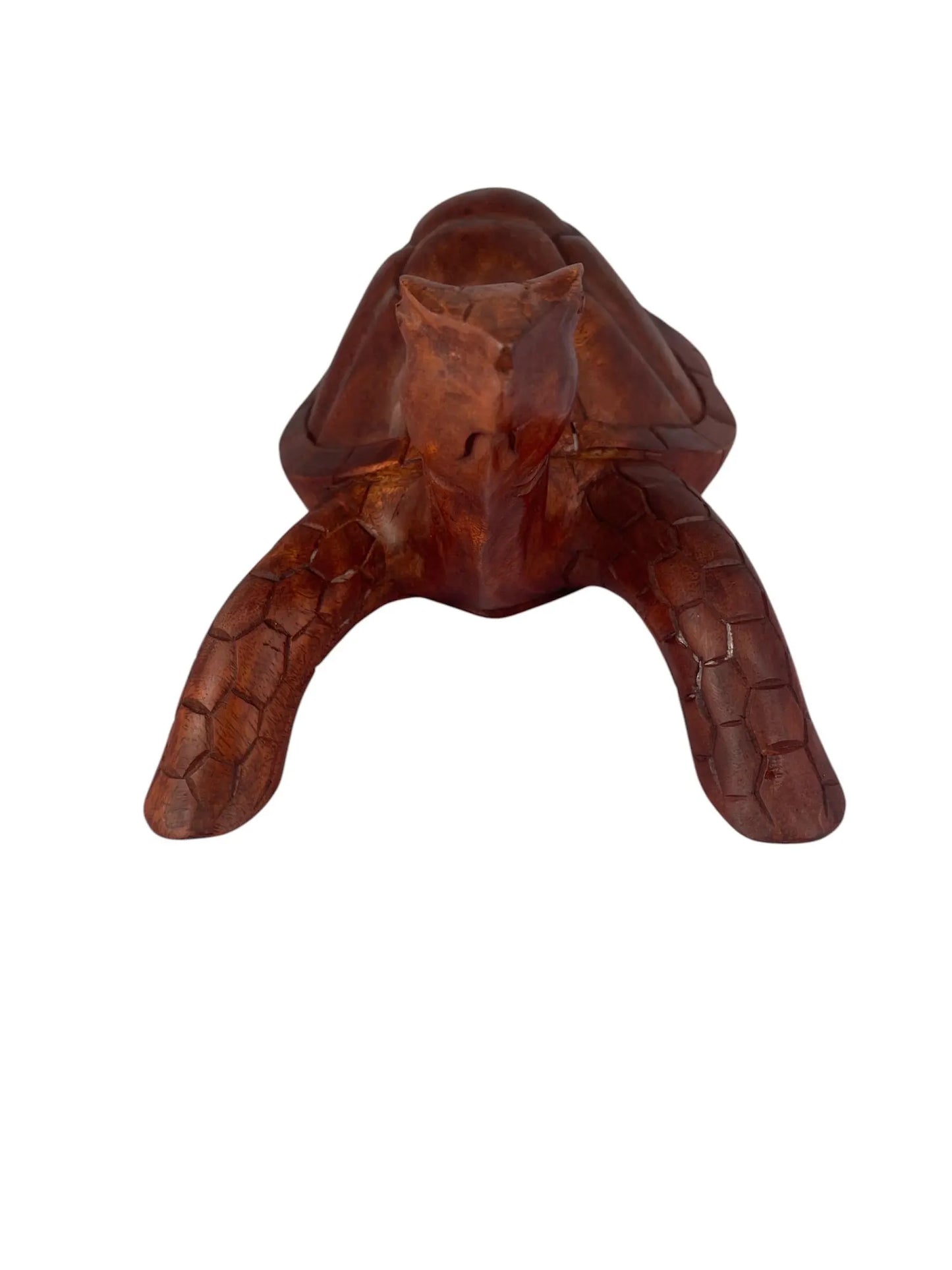 Hand-Carved Wooden Tortoise Sculpture – Unique Artisan Decor