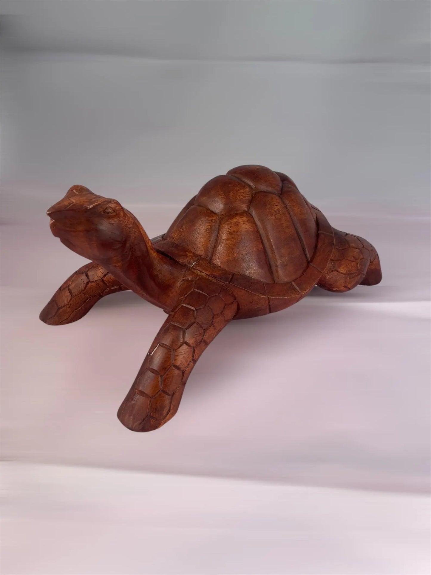 Hand-Carved Wooden Tortoise Sculpture – Unique Artisan Decor