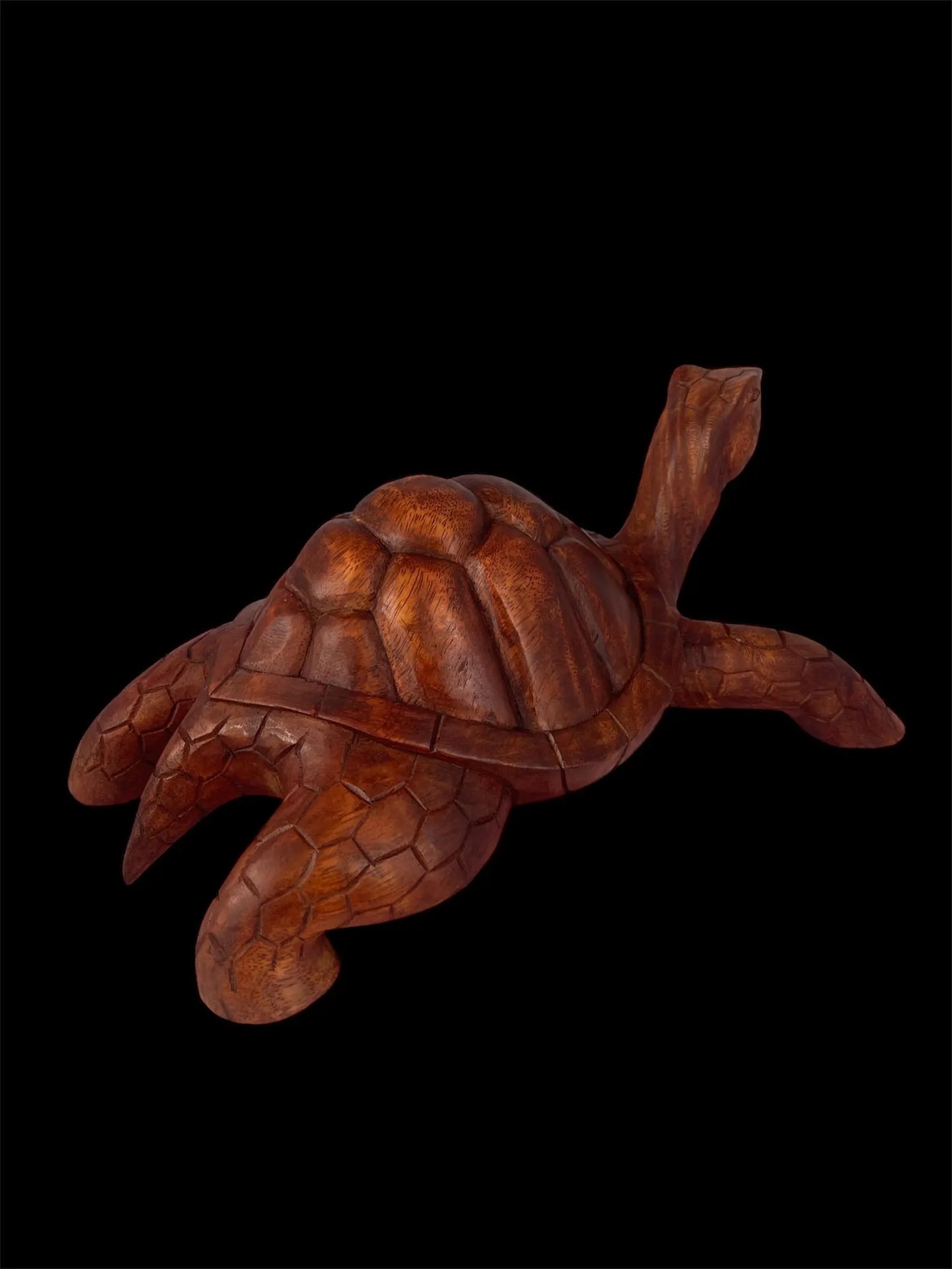 Hand-Carved Wooden Tortoise Sculpture – Unique Artisan Decor