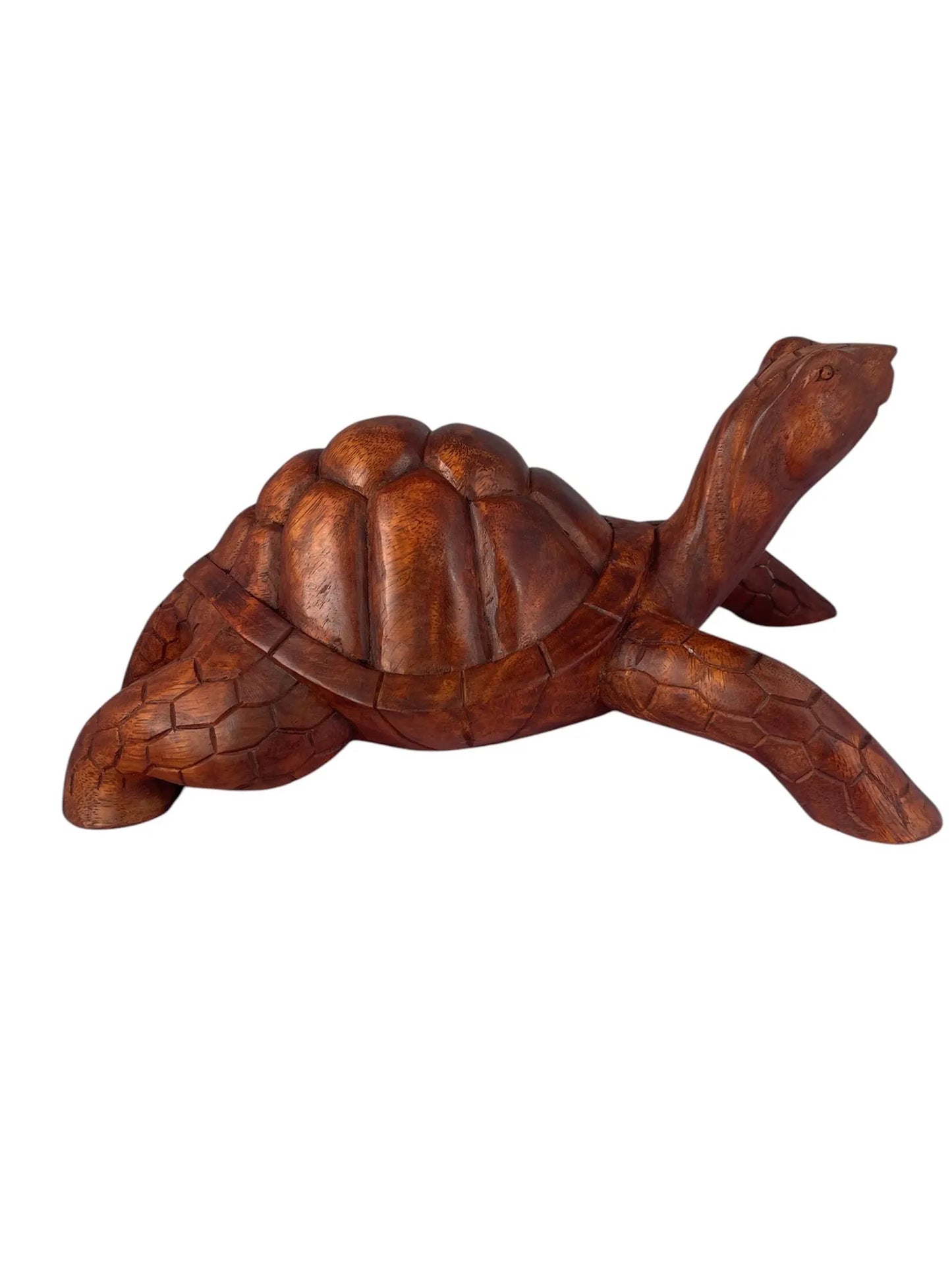 Hand-Carved Wooden Tortoise Sculpture – Unique Artisan Decor