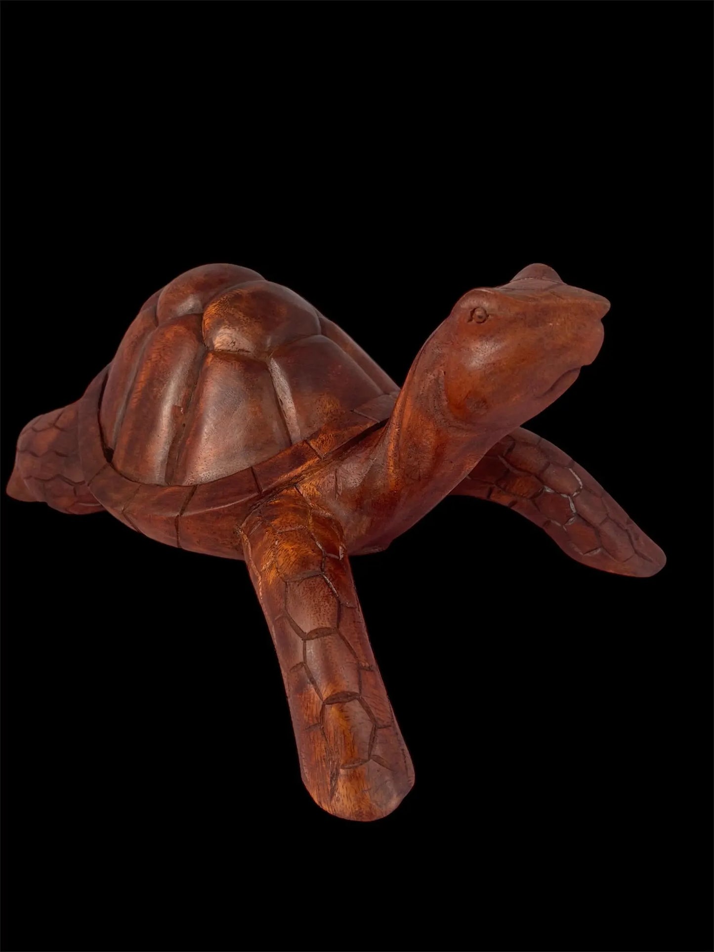 Hand-Carved Wooden Tortoise Sculpture – Unique Artisan Decor