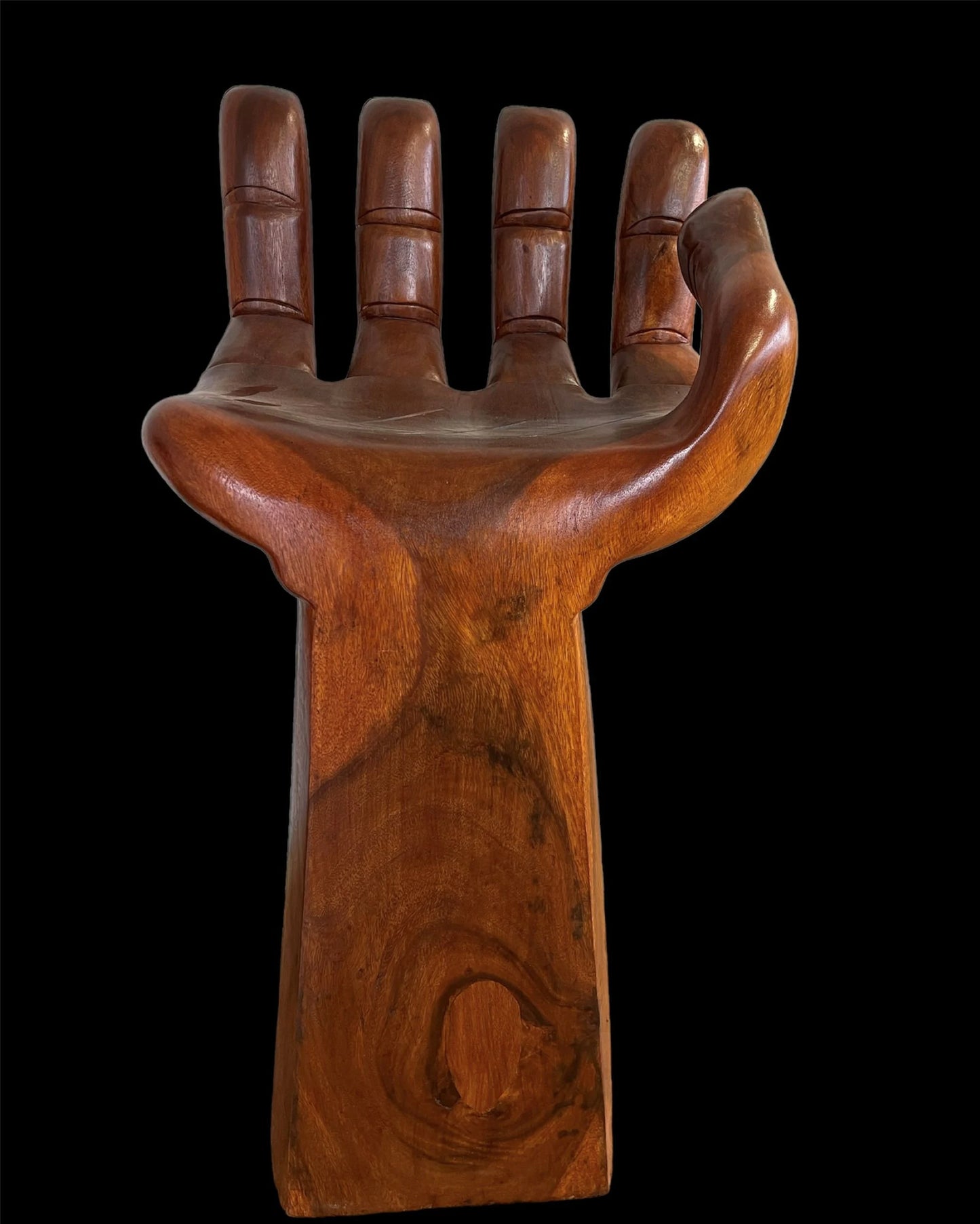 Beautiful Hand Carved Wooden Meditative Buddha Hand Bar Stool with Rustic Charm for Home Decor