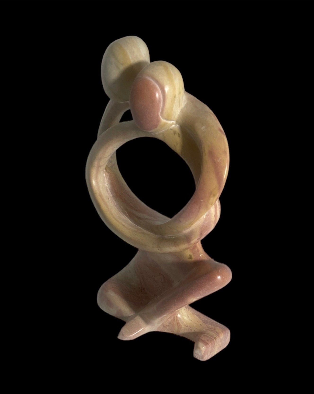 Soapstone Lovers Sculpture: "Together Forever" Romantic Decor