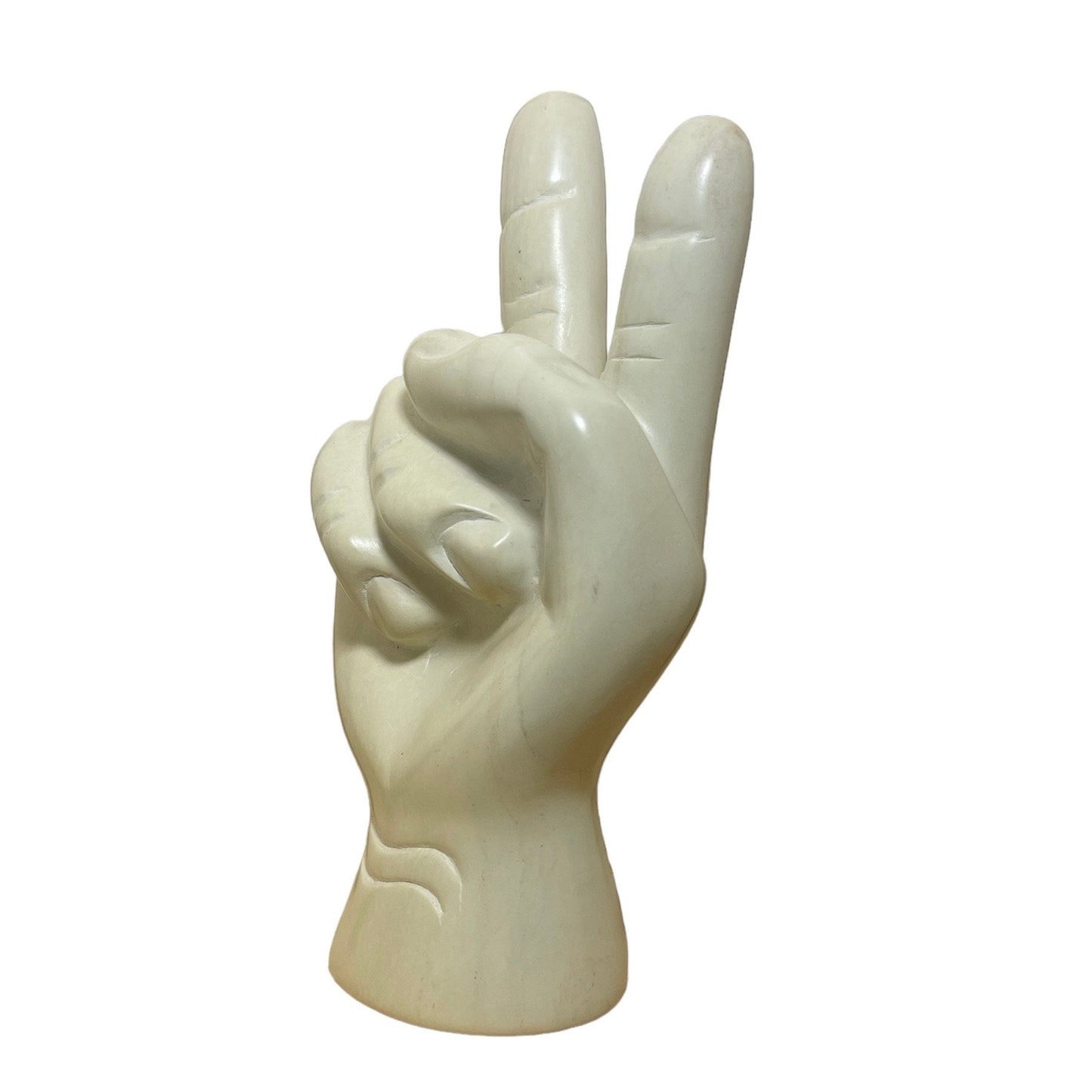 Handmade Soapstone Peace Sign Sculpture: Carved Home Decor