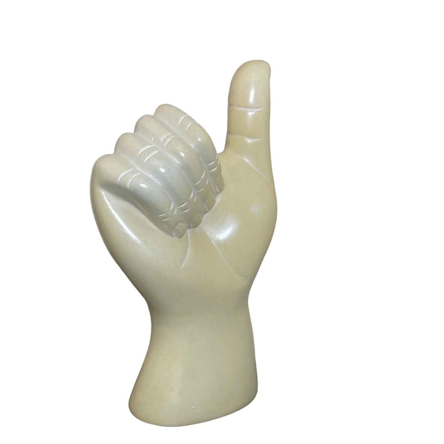 Handmade Soapstone Thumbs Up Statue: African Art Decor