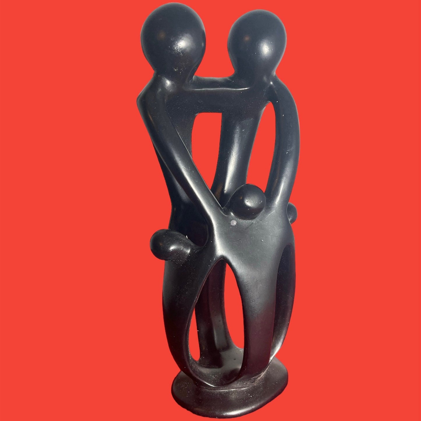 Hand-Carved Soapstone Family Sculpture: Symbol of Love (10-Inch)