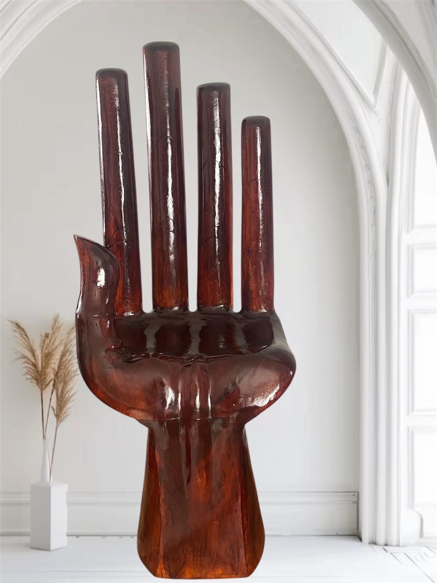 Hand Carved Wooden Hand Chair | Large Sculptural Accent Chair | Artisan Statement Furniture | One of a Kind Wood Chair