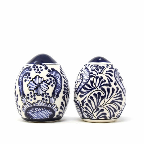 Pottery Spice Shakers, Blue Flower