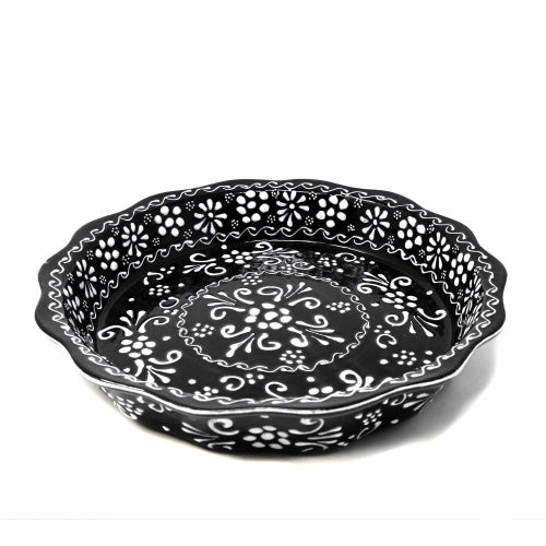 Handmade Pottery Serving Dish, Black & White