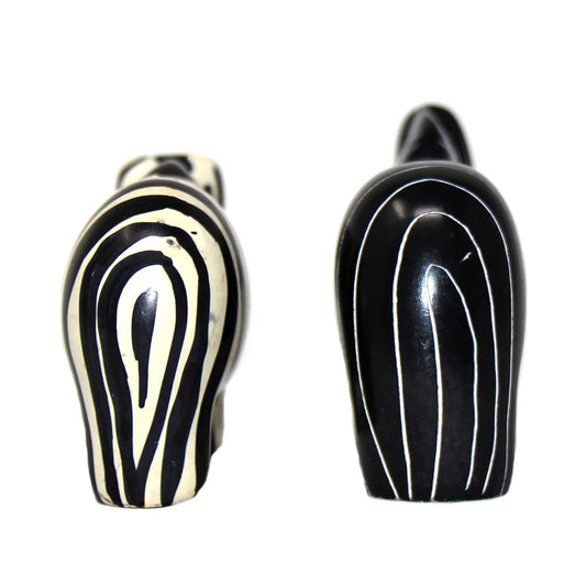 Zebra Soapstone Sculptures, Set of 2