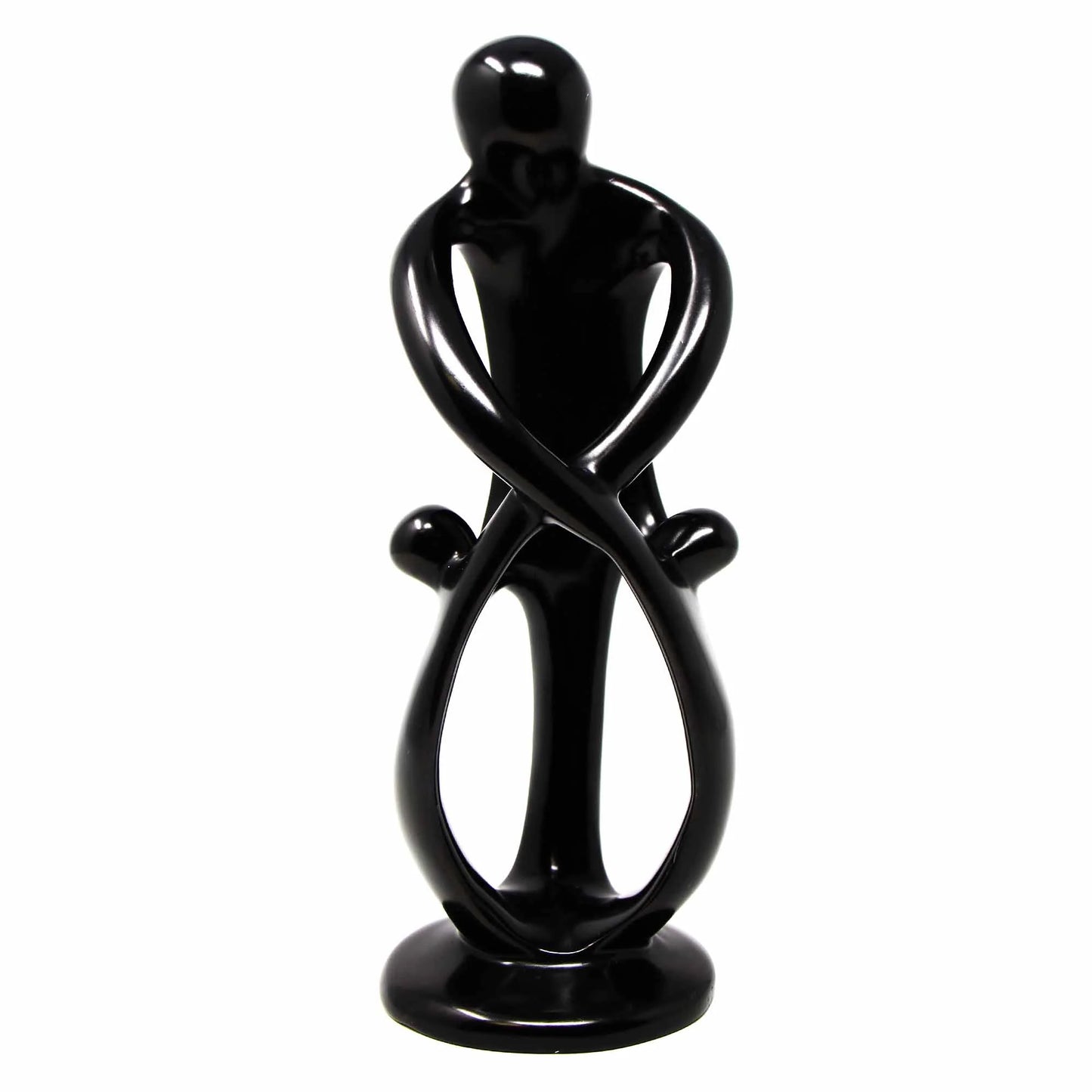 Single Soapstone Family Sculptures - 8-inch - Black Finish