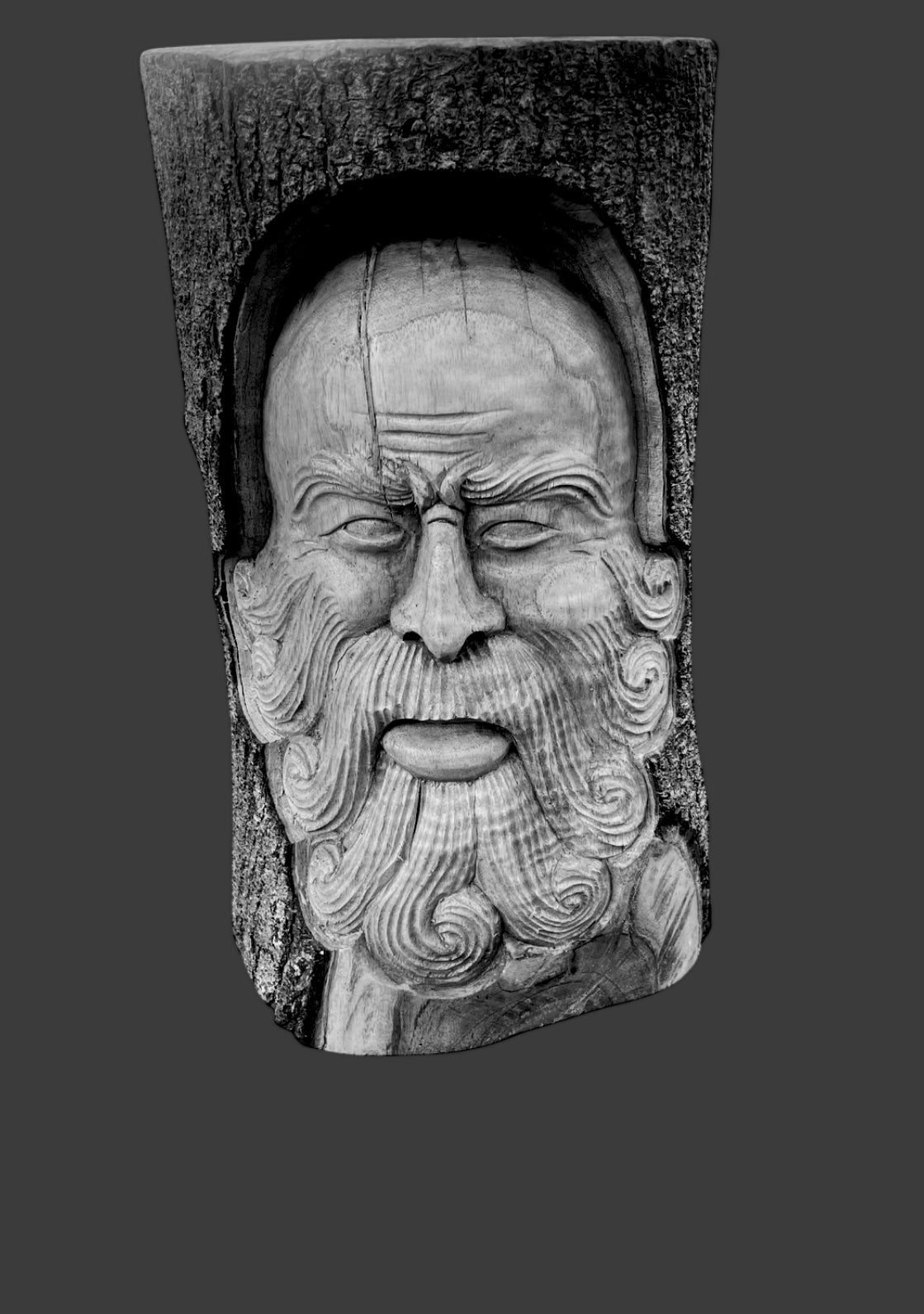 Hand Carved Santa Claus Face Wood Forest Spirit