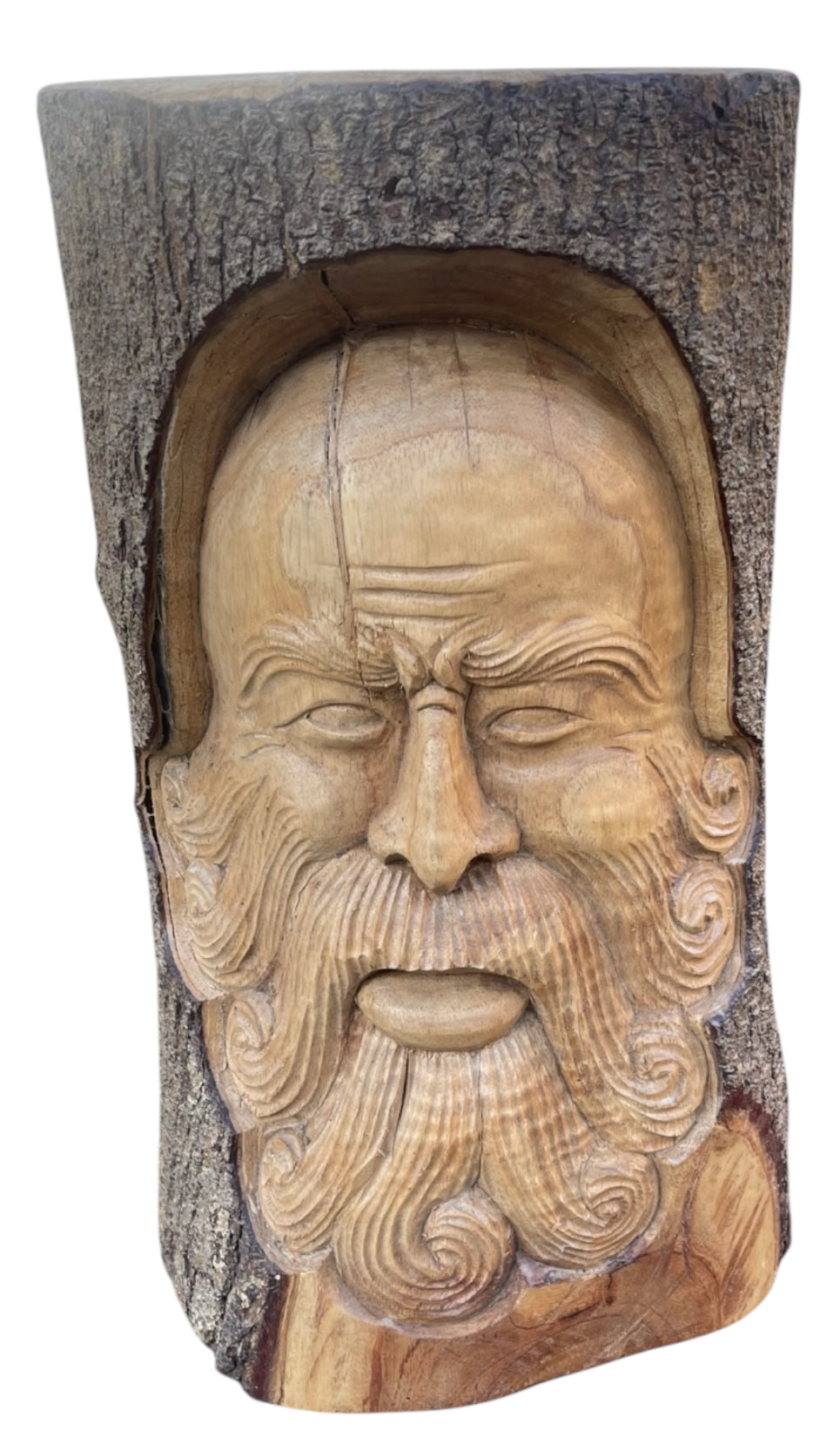 Hand Carved Santa Claus Face Wood Forest Spirit