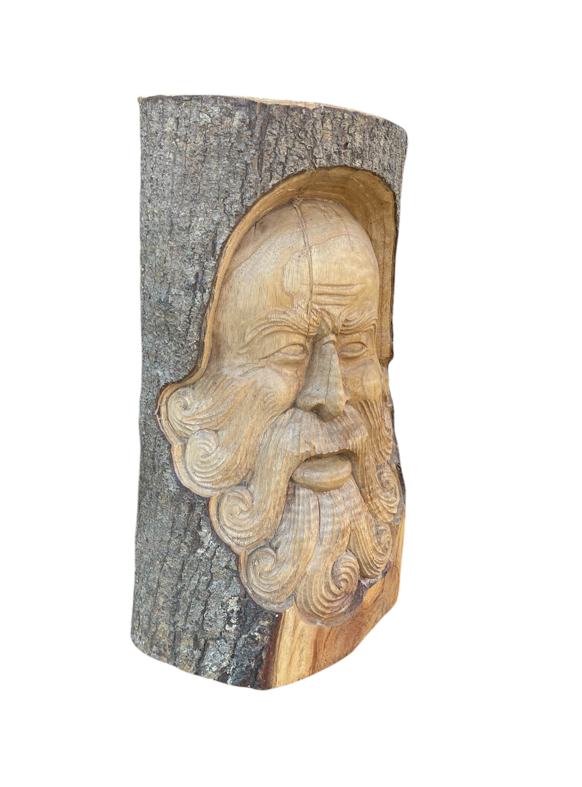 Hand Carved Santa Claus Face Wood Forest Spirit