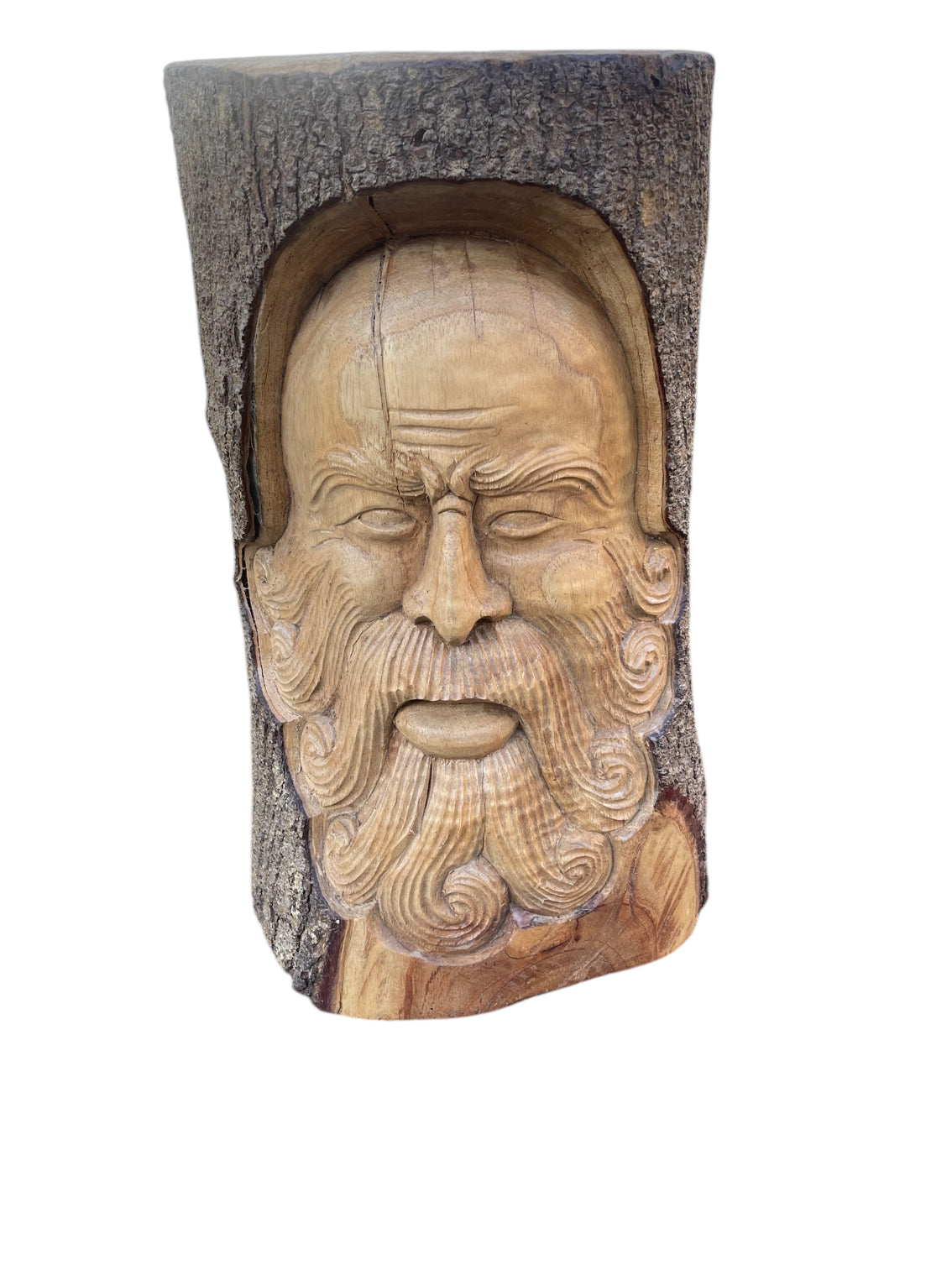 Hand Carved Santa Claus Face Wood Forest Spirit