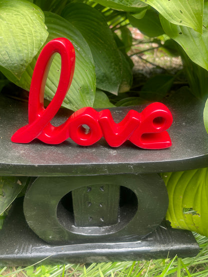 Love Kisii Soapstone – Cursive Love Sign, Stone Script Word, Shelf or Table Decor, Handmade Valentine or Wedding Gift