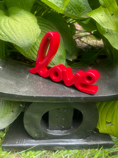 Love Kisii Soapstone – Cursive Love Sign, Stone Script Word, Shelf or Table Decor, Handmade Valentine or Wedding Gift