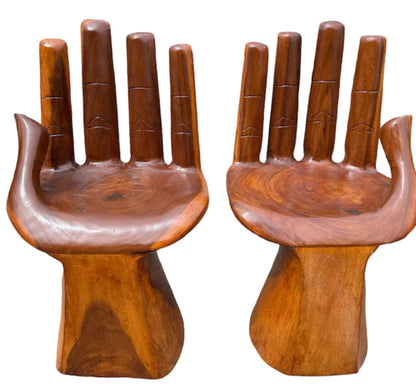 Handcrafted Wooden Chair for Meditation and Decor, Buddha Hand Inspired Design, Left or Right Hand Facing, Unique Functional Sculpture