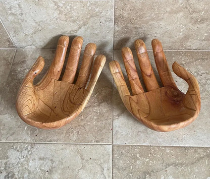 Plain Wooden Hand Sculpture Bowl – Carved Spiritual Decor Gift  Symbol of Gratitude & Praise