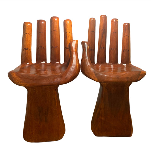 Handcrafted Wooden Chair for Meditation and Decor, Buddha Hand Inspired Design, Left or Right Hand Facing, Unique Functional Sculpture