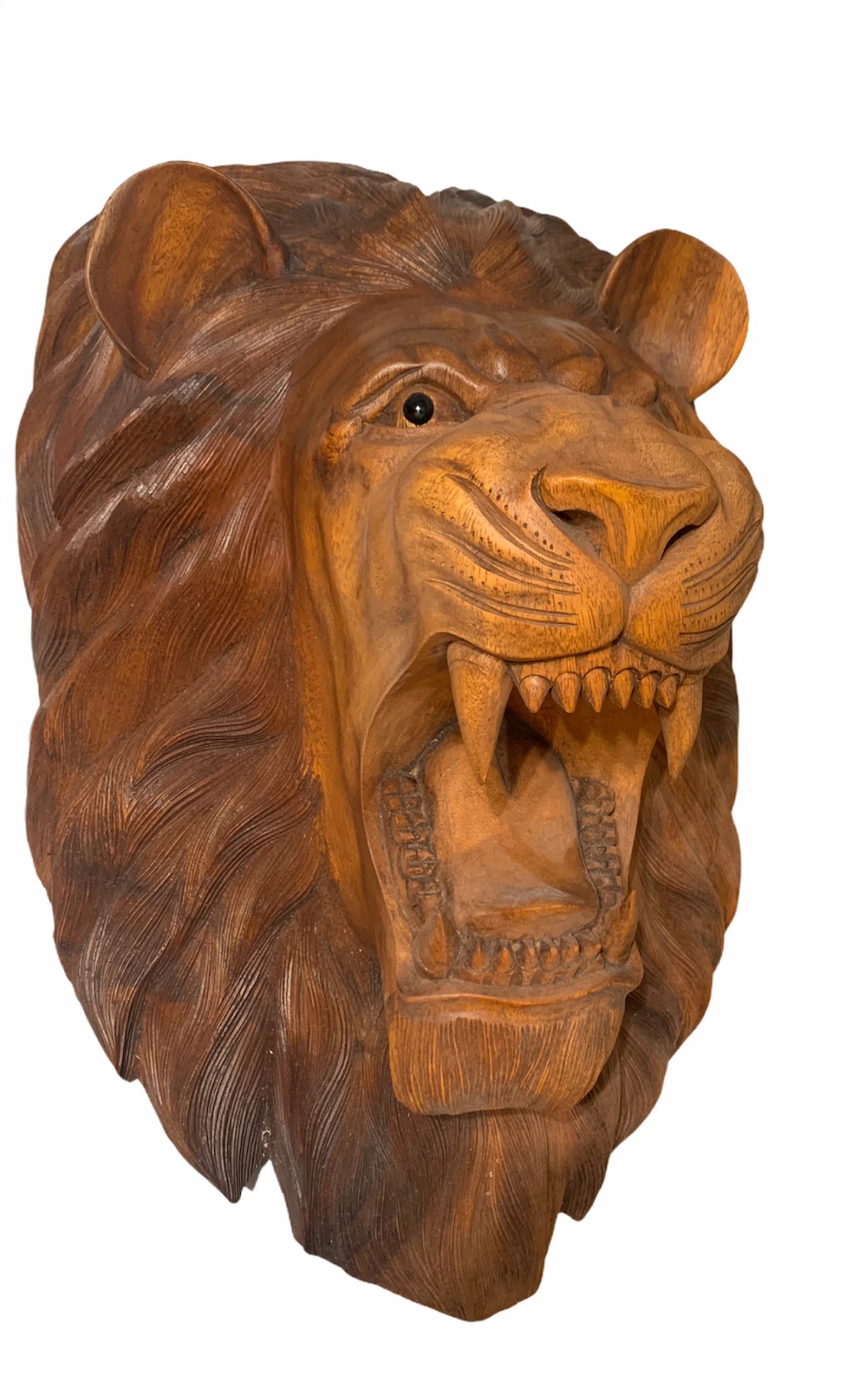 Handcarved Wooden Lion Head Wall Décor