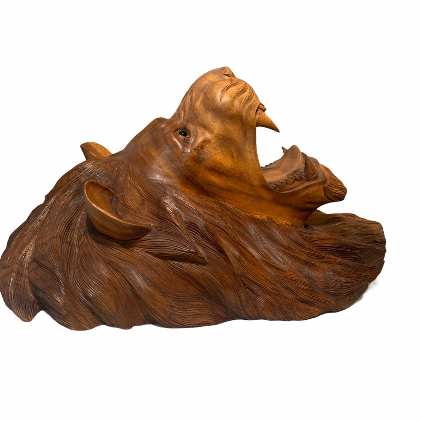 Handcarved Wooden Lion Head Wall Décor