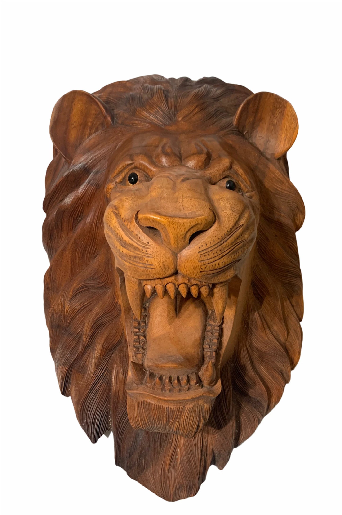 Handcarved Wooden Lion Head Wall Décor