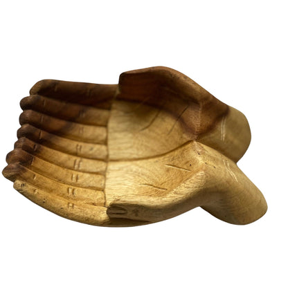 Carved Suar Wood Hand Sculpture Bowl: Rustic Home Decor Catchall