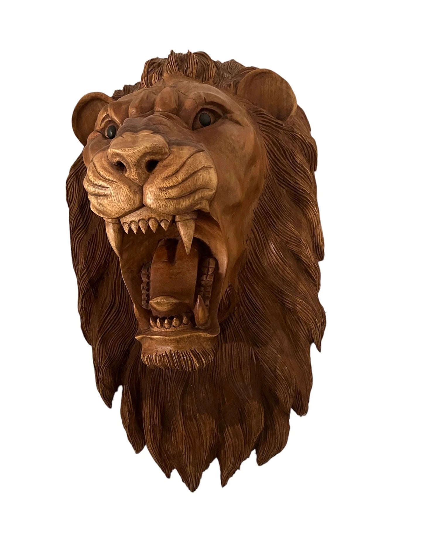 Handcarved Wooden Lion Head Wall Décor