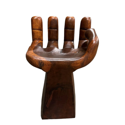 Beautiful Hand Carved Wooden Meditative Buddha Hand Bar Stool with Rustic Charm for Home Decor