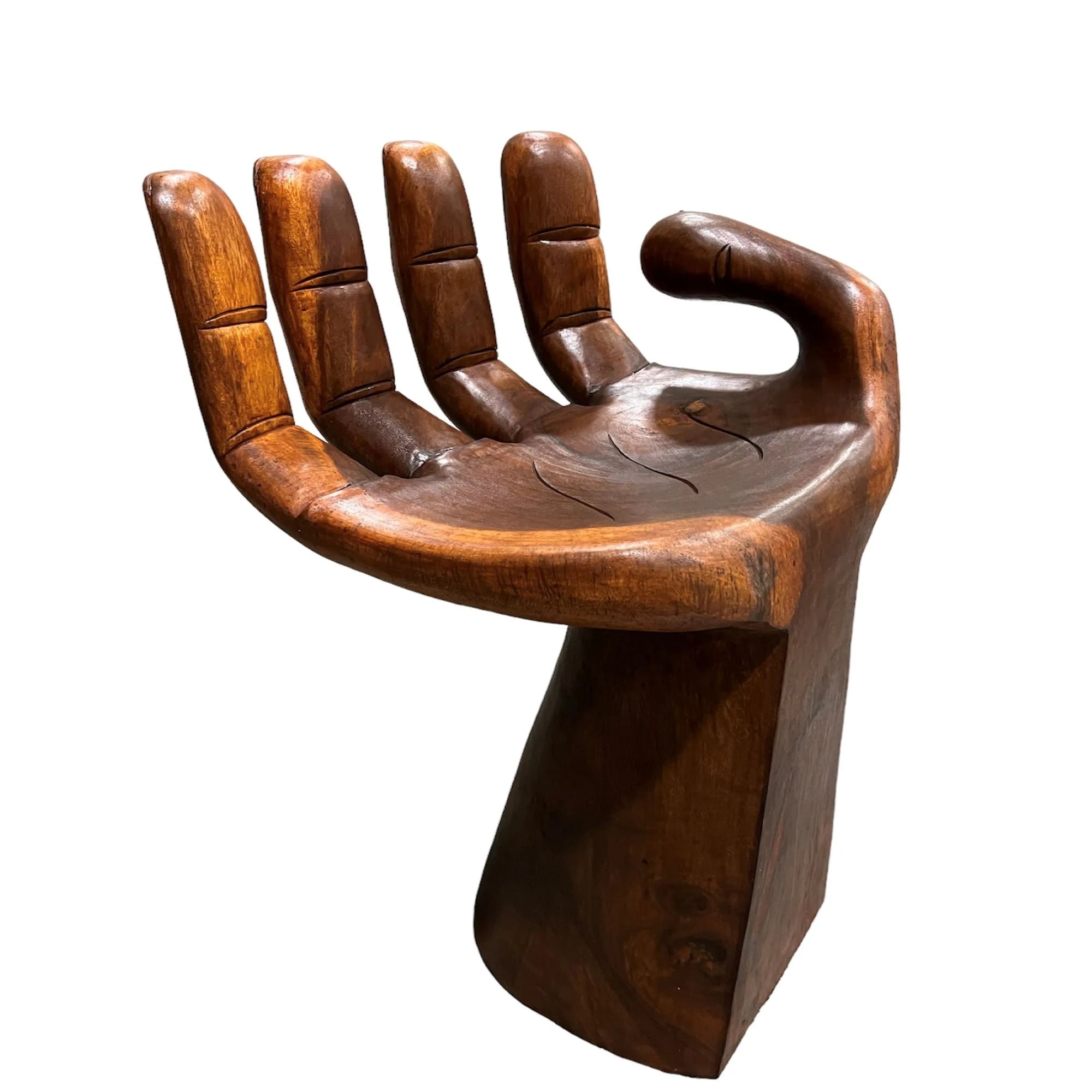 Beautiful Hand Carved Wooden Meditative Buddha Hand Bar Stool with Rus ...