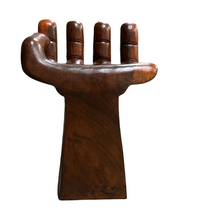 Beautiful Hand Carved Wooden Meditative Buddha Hand Bar Stool with Rustic Charm for Home Decor