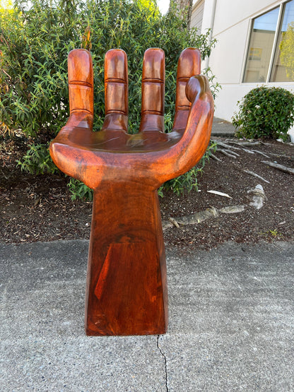 Beautiful Hand Carved Wooden Meditative Buddha Hand Bar Stool with Rustic Charm for Home Decor