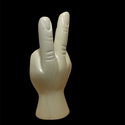 Handmade Soapstone Peace Sign Sculpture: Carved Home Decor