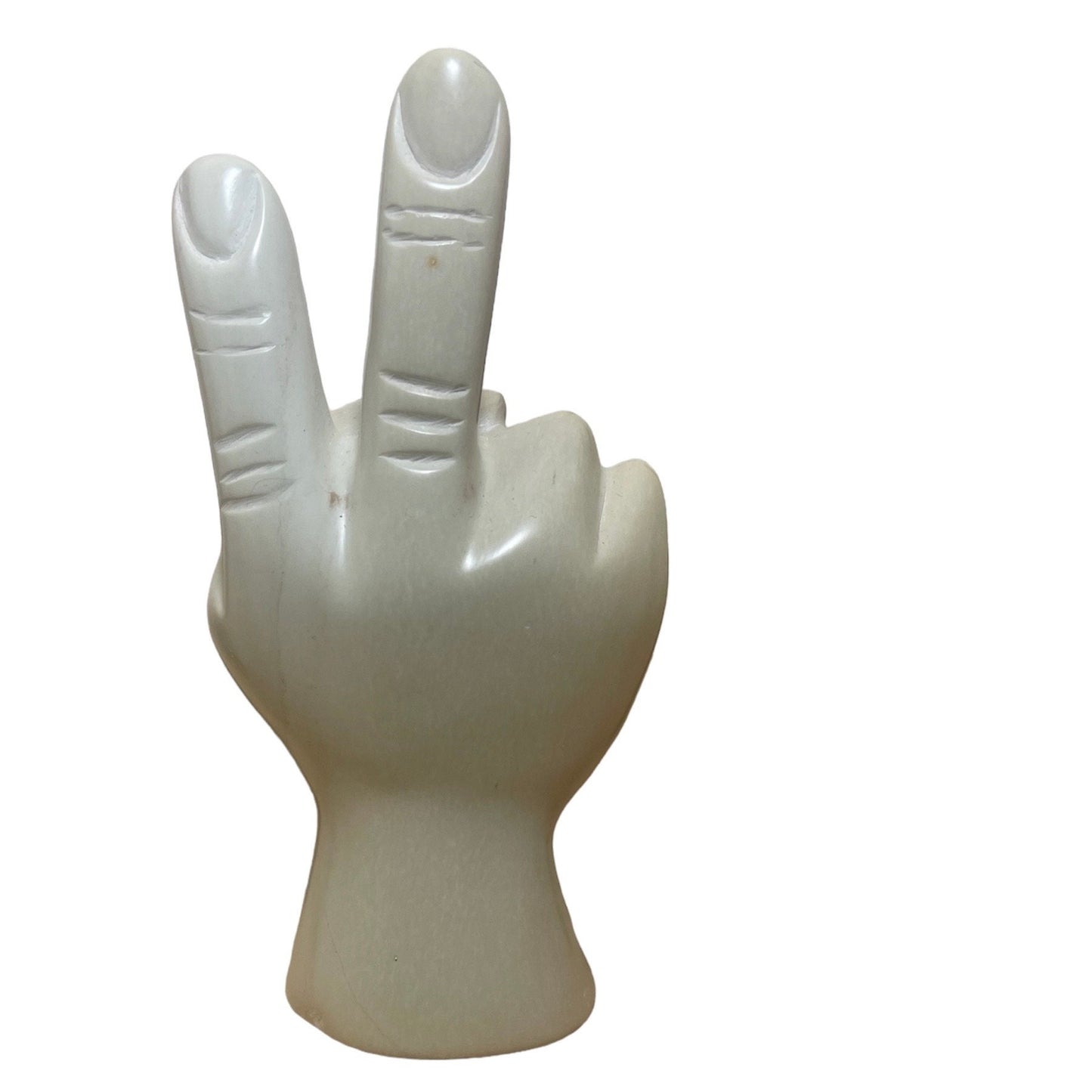 Handmade Soapstone Peace Sign Sculpture: Carved Home Decor
