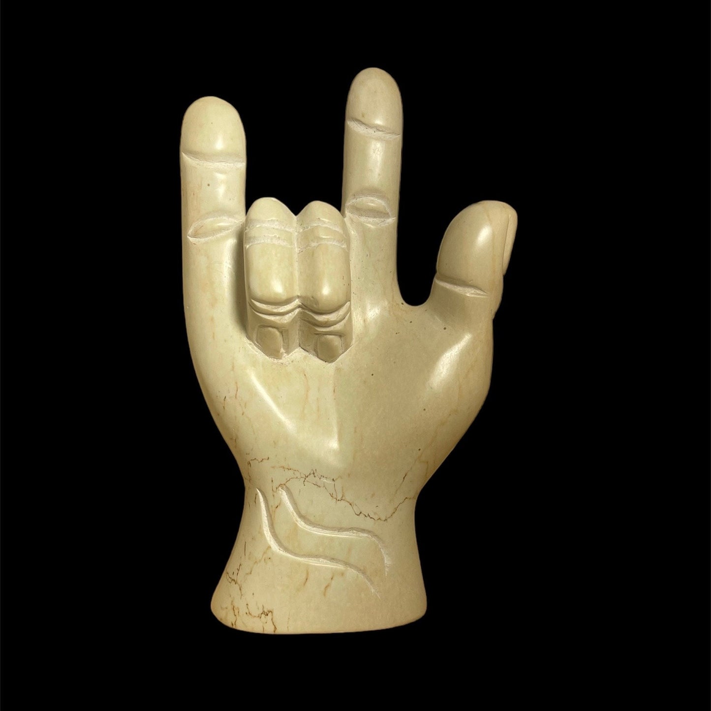 Handmade Soapstone "I Love You" Hand Gesture Sculpture