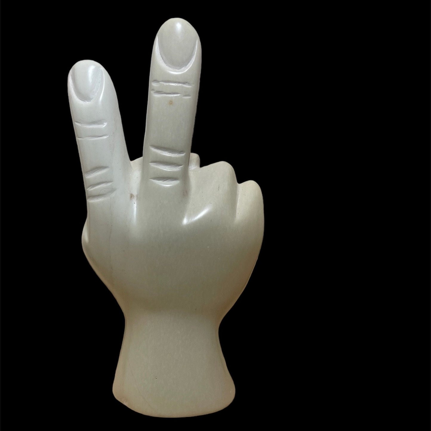Handmade Soapstone Peace Sign Sculpture: Carved Home Decor