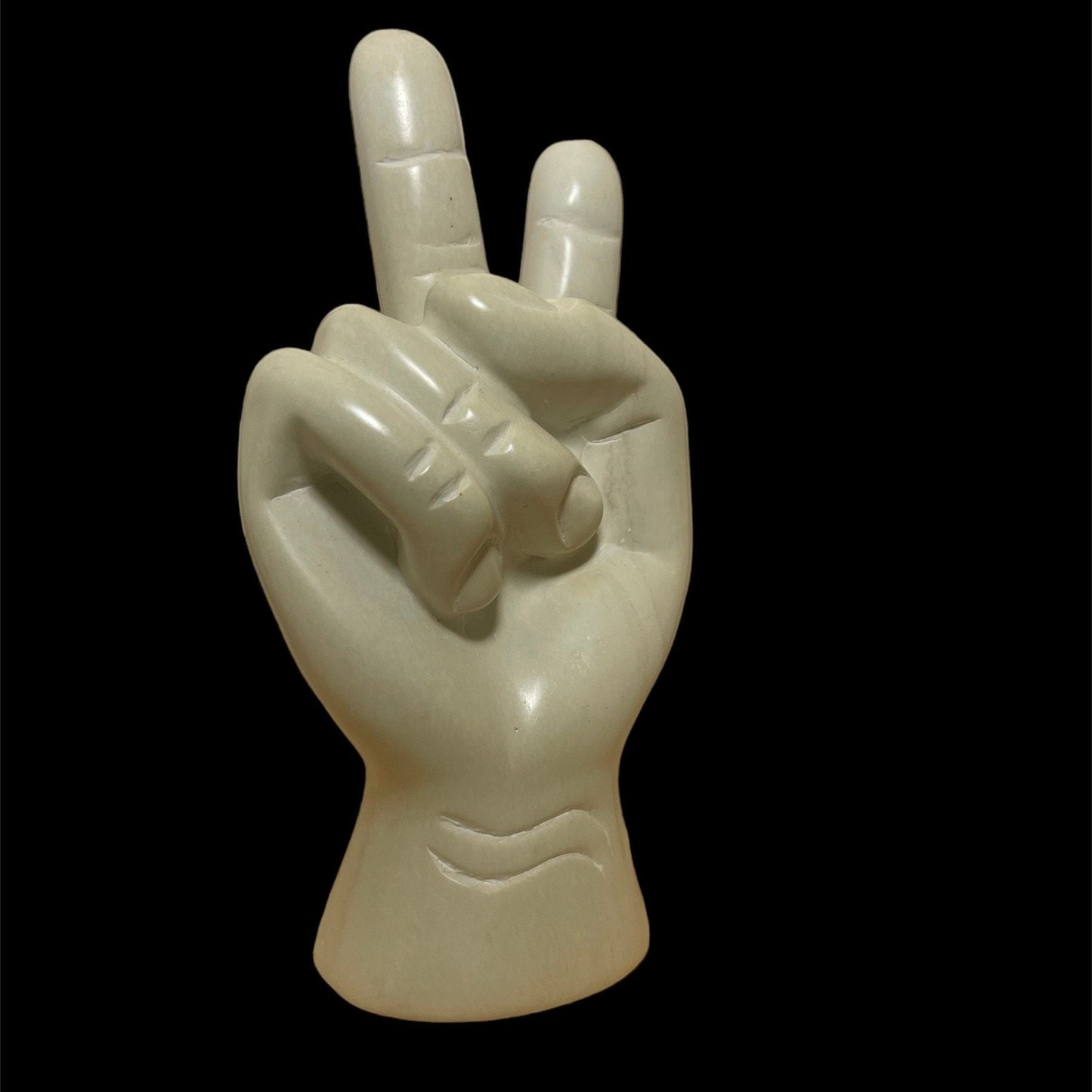 Handmade Soapstone Peace Sign Sculpture: Carved Home Decor