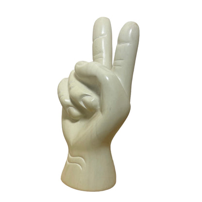 Handmade Soapstone Peace Sign Sculpture: Carved Home Decor