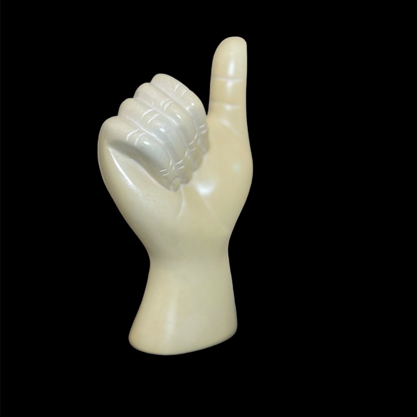 Handmade Soapstone Thumbs Up Statue: African Art Decor